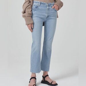 Citizens Of Humanity Isola Lyric Blue Light Wash Cropped Fray Jeans EUC Size 32
